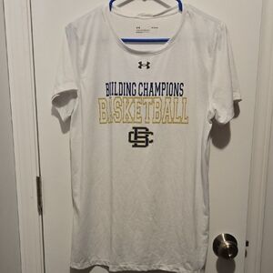 Under Armour White and Gold Basketball Tee